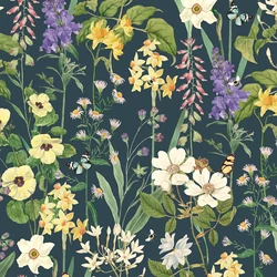 RHS Flower Medley sötétkék tapéta