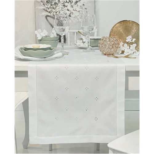 Ricamo Runner 50x150(04.White)