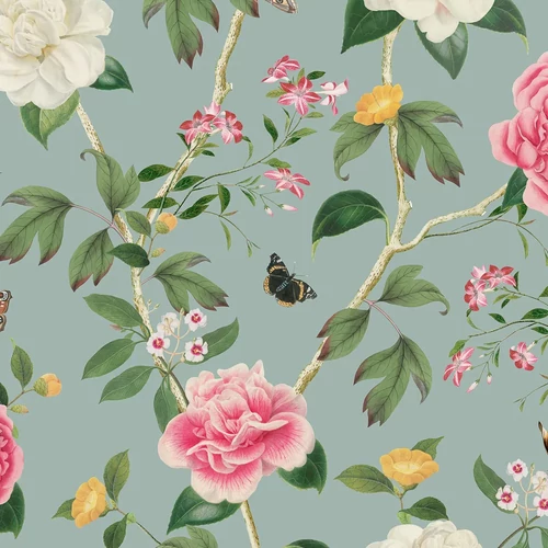 RHS Chinoiserie Charmer kék tapéta